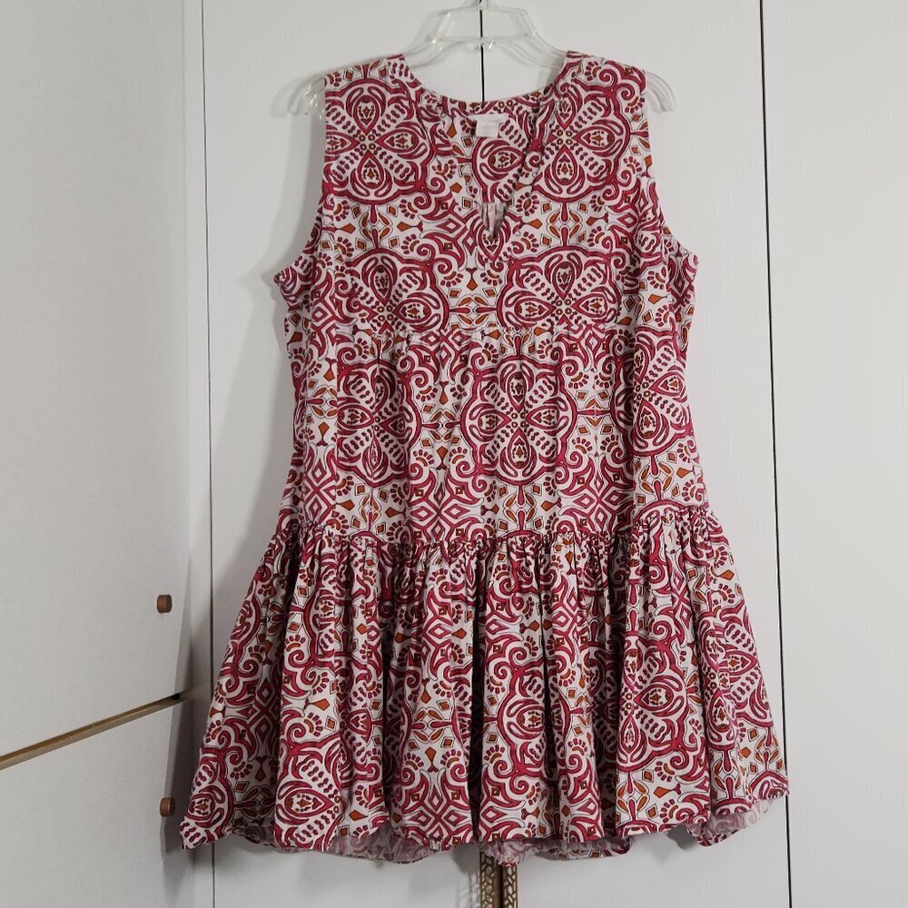 Cynthia Rowley 100% Cotton Dress Short Size XL Red/Orange Summer Comfort